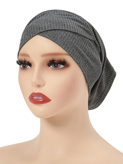 Simple Turban Cap Muslim Hijab Women Head Scarves Islamic Underscarf Bonnet Headscarf Stretch Jersey Cap Solid Color Muslim Turban Hats for Women