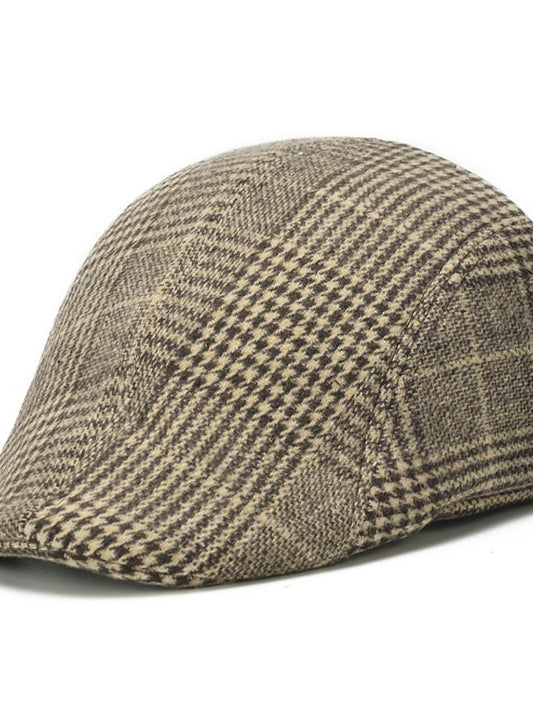 Hat Beret Hat Winter Hats Light Gray Dark Gray Coffee Outdoor Street Dailywear Geometrical Plaid Warm Breathable for Women