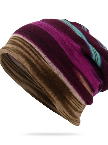 unwstyu unisex multi-purpose hat, neck warmer, contrasting colors, striped, skull hat purple for Women