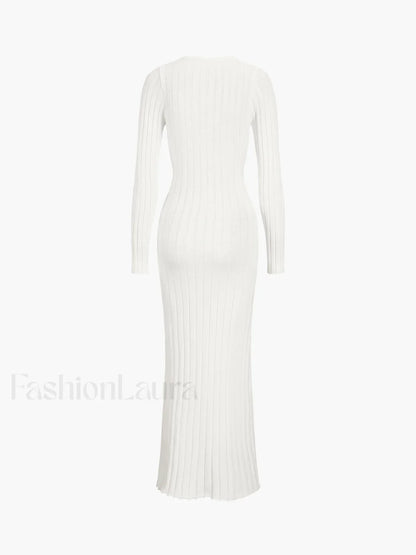 Coastal Allure Knotted Trendy Long Sweater Dress