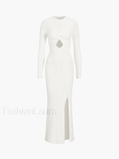 Coastal Allure Knotted Trendy Long Sweater Dress