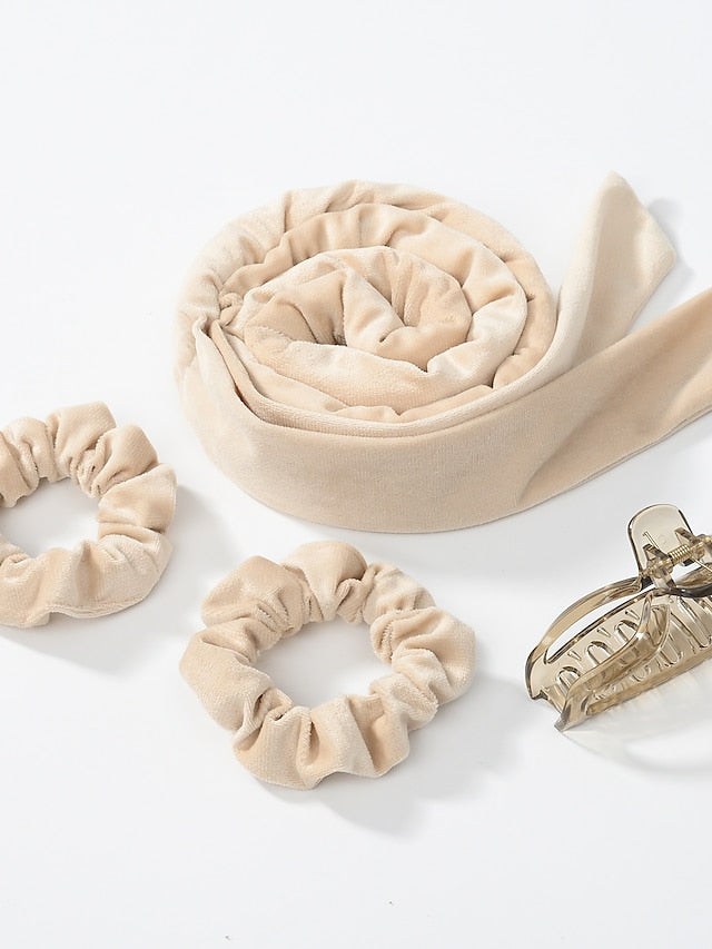 4pcs Headbands Hair Band For Outdoor Street Daily Classic Fabric rice white Black Burgundy for Women