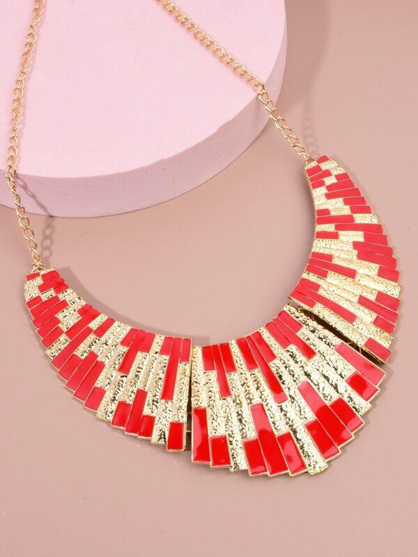 Color Block Metal Necklace for Women