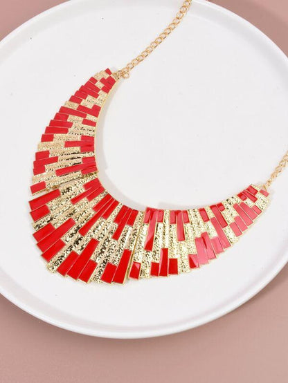 Color Block Metal Necklace for Women