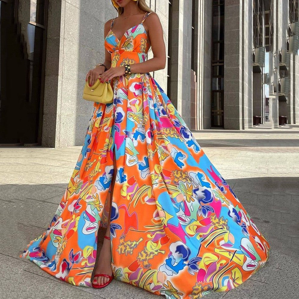 Vestido largo con estampado floral para mujer, estilo casual, para vacaciones y playa