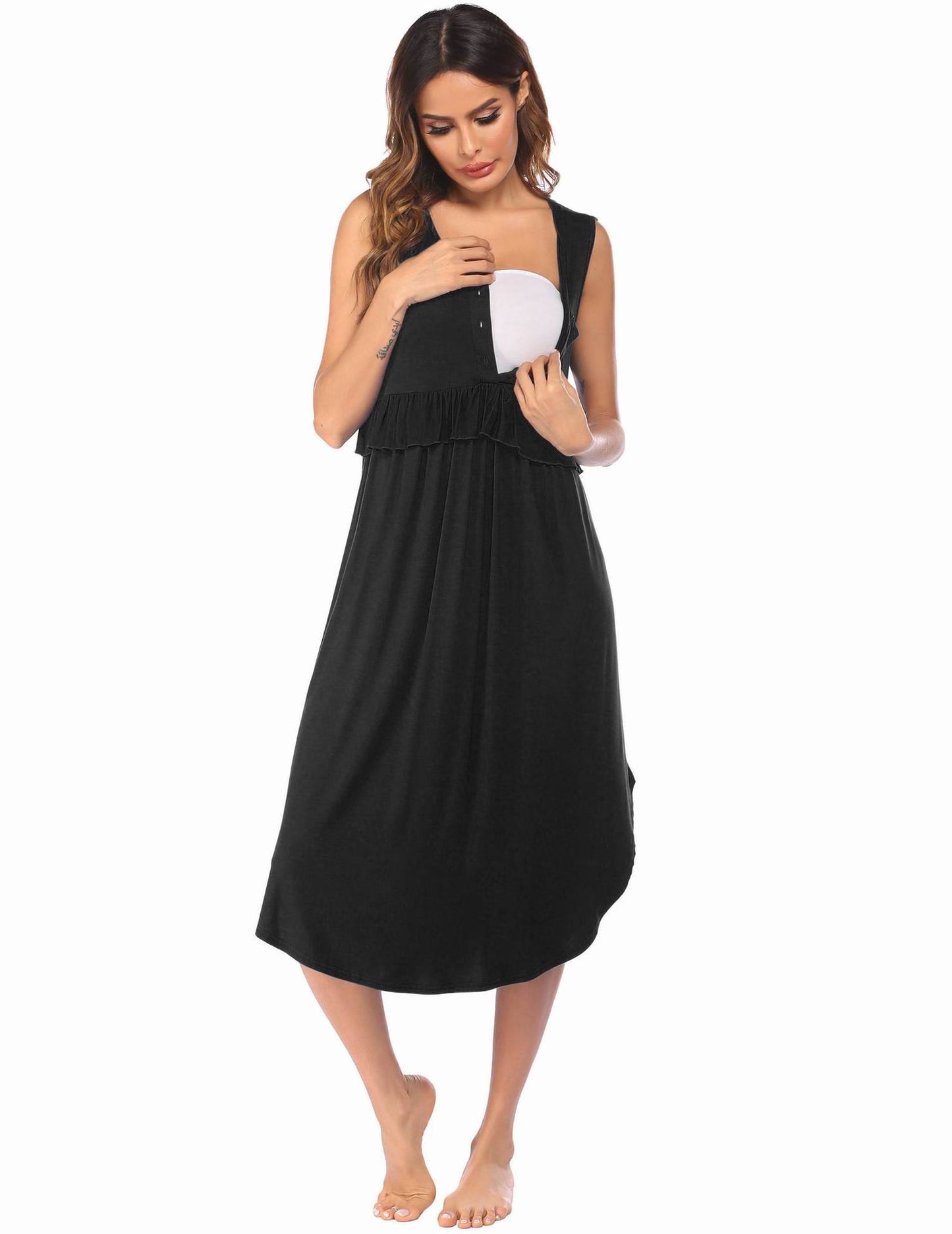 Vestido de lactancia sin mangas informal de moda de verano para mujeres embarazadas