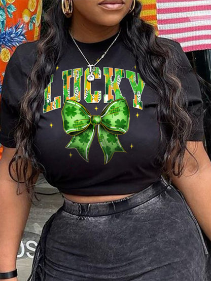 Camiseta informal holgada de manga corta con estampado para mujer