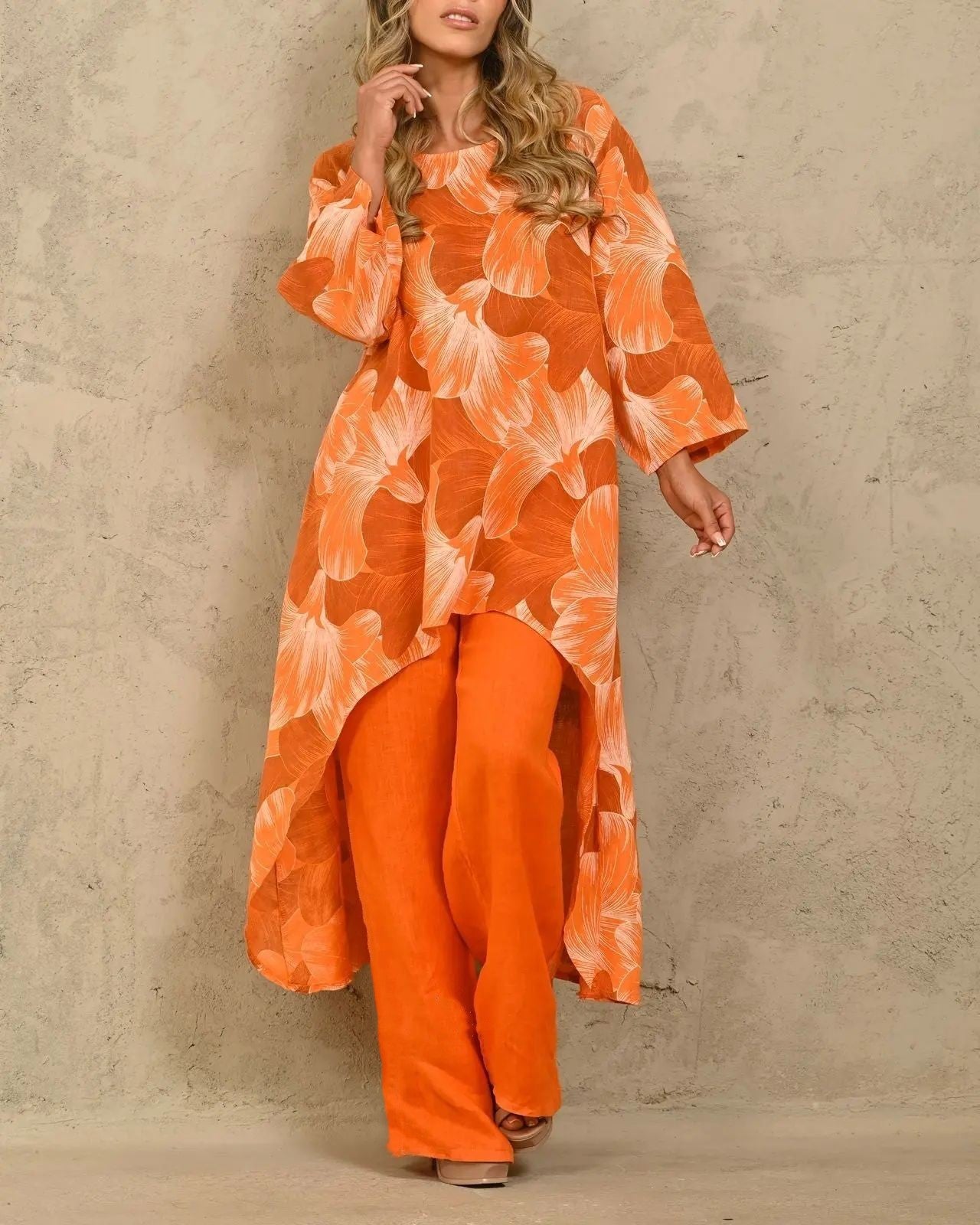 Conjunto de pantalones de manga larga con estampado informal a la moda para mujer
