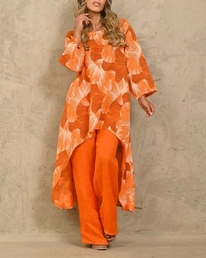 Conjunto de pantalones de manga larga con estampado informal a la moda para mujer