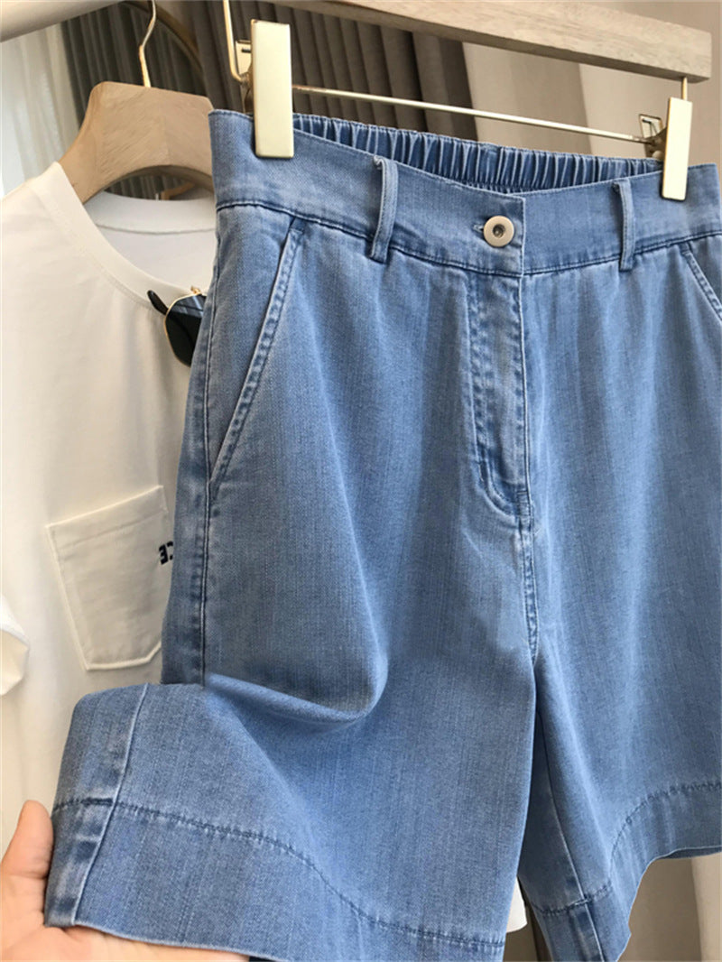 Pantalones cortos vaqueros de cintura alta informales de verano vintage para mujer