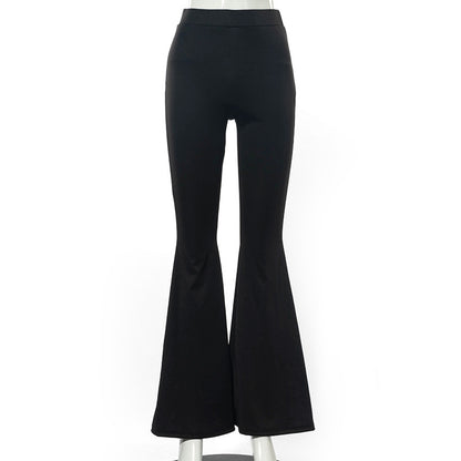 Women Fashion Casual Solid Color High Waist Slim Fit Pants