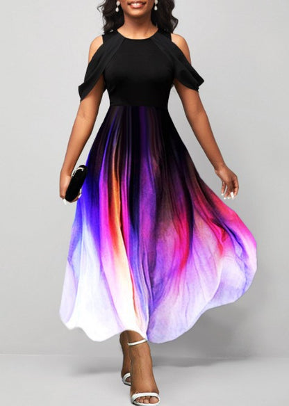 Women Fashion Casual Gradient Print Maxi Dress
