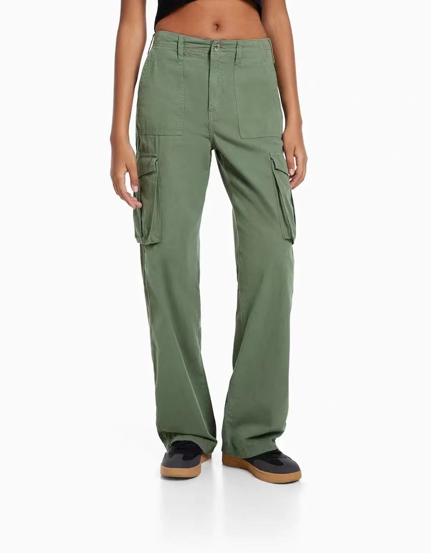 Women Fashion Casual Olive High Waist Overalls