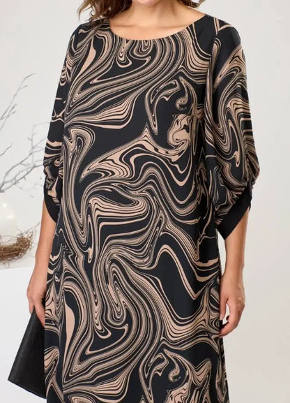 Women Fashion Casual Plus Size Graphic Printed Round Neck Dress