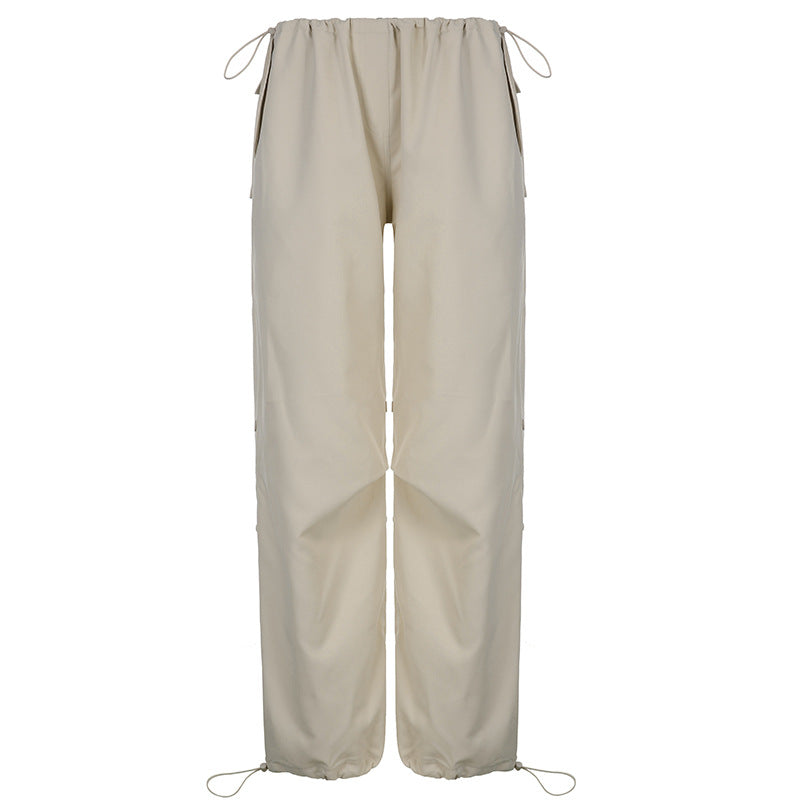 Women Fashion Casual Solid Color Loose Cargo Pants
