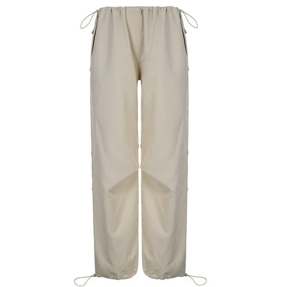 Women Fashion Casual Solid Color Loose Cargo Pants