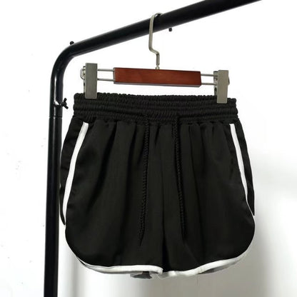 Women Casual Loose Solid Color Drawstring Shorts