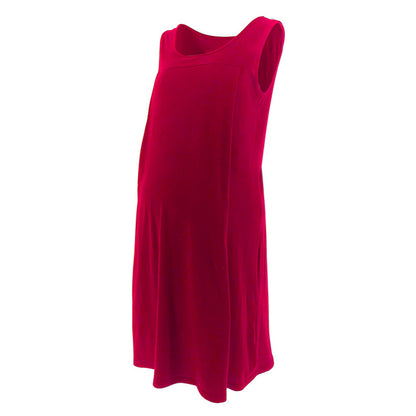 Pregnant Women Casual Loose Solid Color Sleeveless Breastfeeding Dress