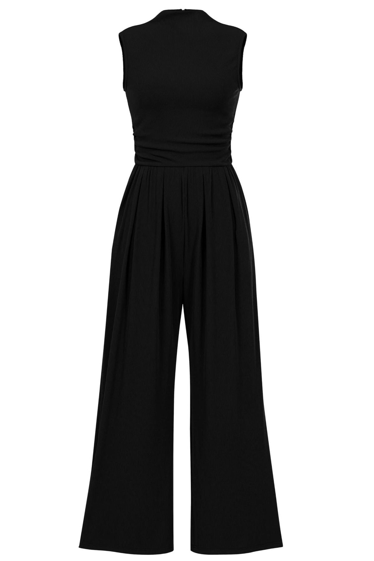 Women Fashion Casual Solid Color Sleeveless Wide Leg Jumpsuit