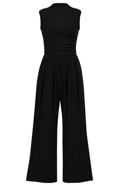 Women Fashion Casual Solid Color Sleeveless Wide Leg Jumpsuit