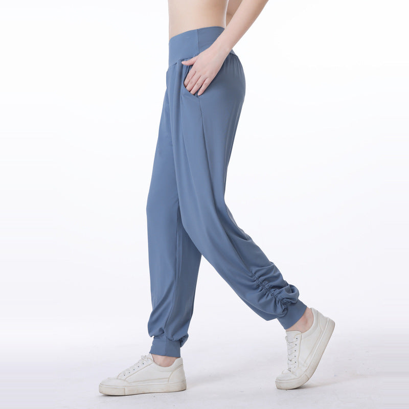 Women'S Casual Solid Color High Waist Quick-Dry Sweatpants