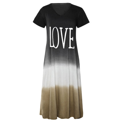 Women Fashion Plus Size Casual Love Letter Print Dress