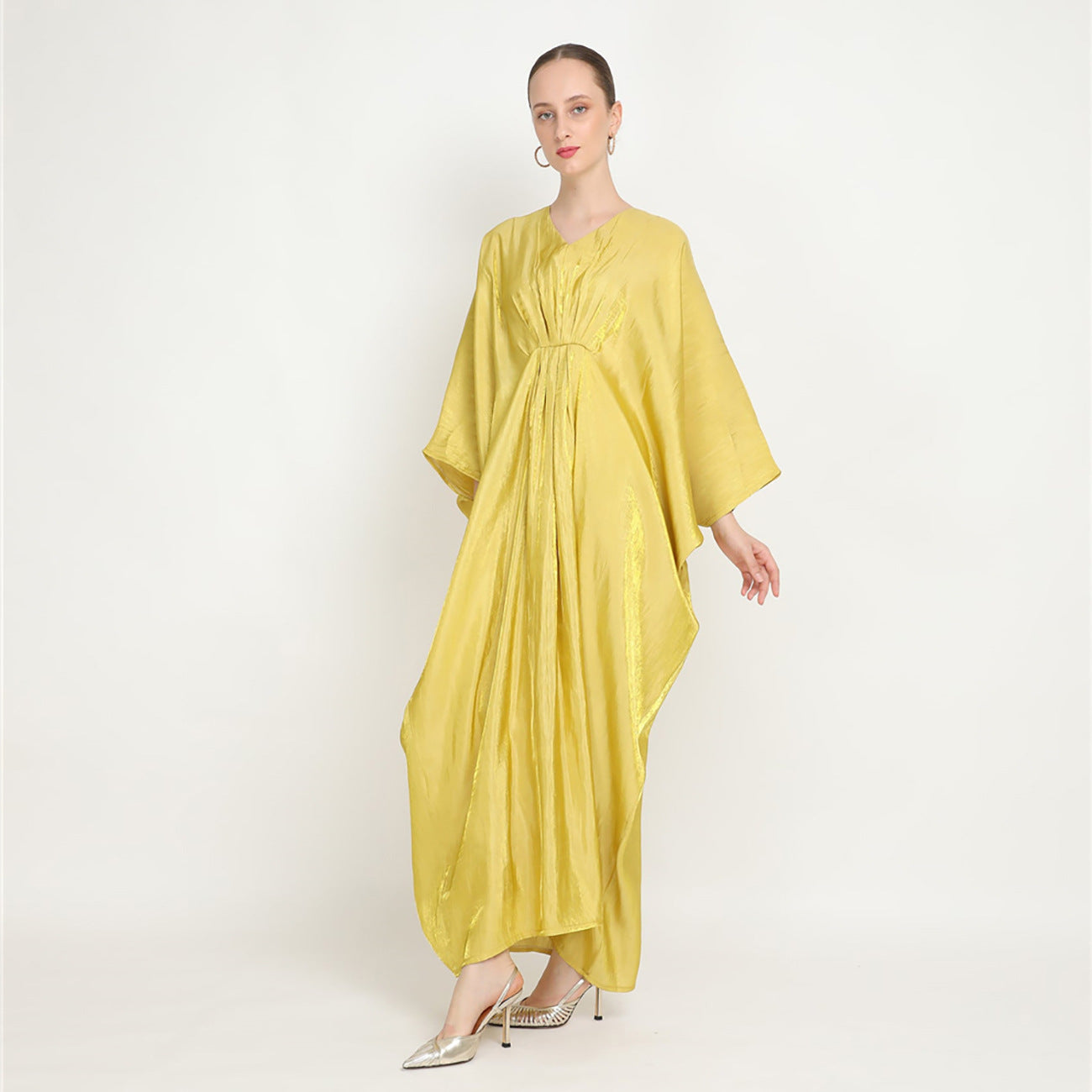 Women Casual Loose Solid Color Abaya Long Sleeve Maxi Dress