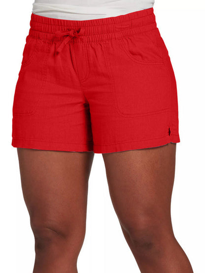 Women Casual Solid Color Plus Size High Waist Pocket Shorts