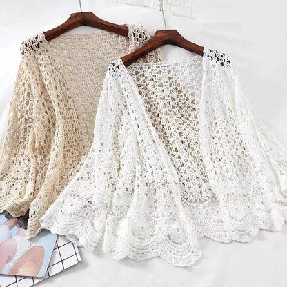 Cárdigan informal holgado de manga larga para mujer, para cubrir trajes de baño