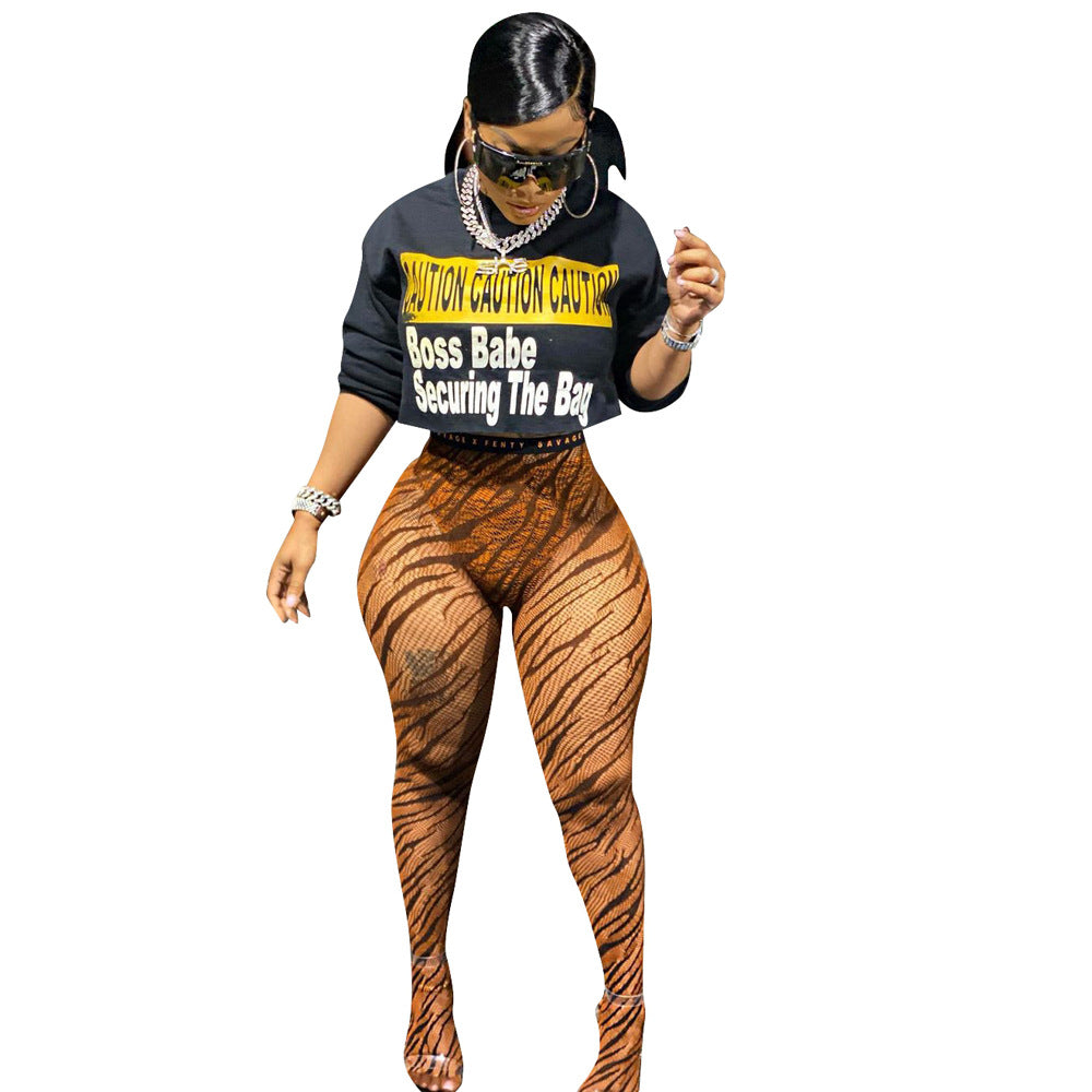 Sexy Women Personalized Slim Cartoon TIger Printed Casual Pencil Pants