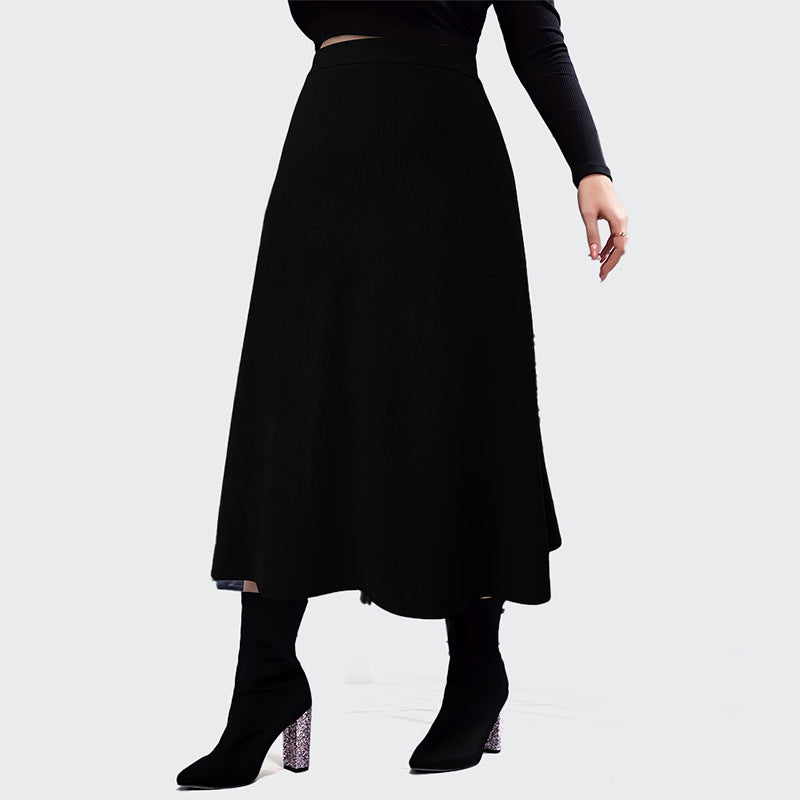 Women Fashion Casual Corduroy Thick High Waist Stitchingplus Size A- Line Skirt
