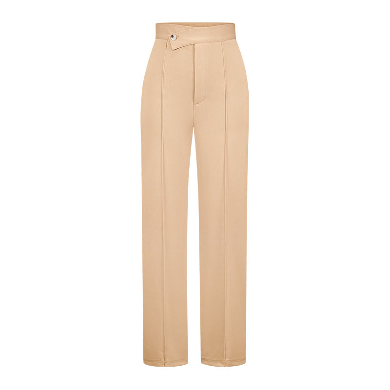 Women Fashion Casual Solid Color Wide Leg High Waist Slim Fit Pants