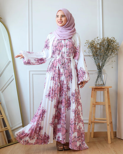 Women Casual Fashion Print Abaya Long Sleeve Maxi Dress