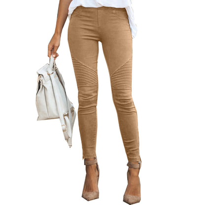 Women Casual Plus Size Solid Color Autumn Spring Skinny Pants