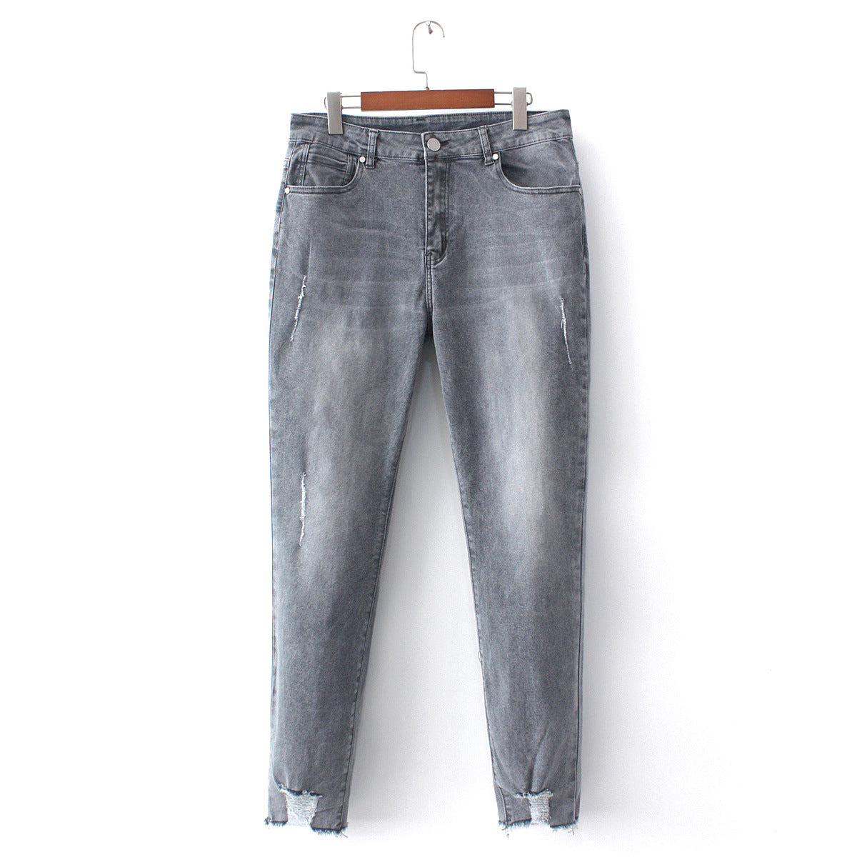 Women Fashion Casual Smoke Grey Plus Size Stretch Skinny Jeans