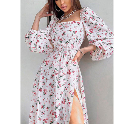 Vestido informal con abertura lateral y estampado floral para mujer