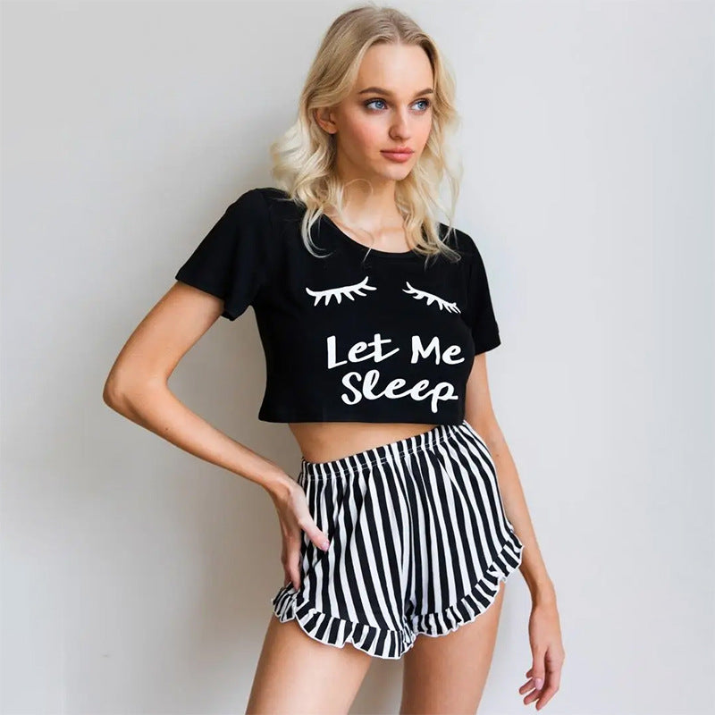 Conjunto de pijama informal con estampado del alfabeto para mujer