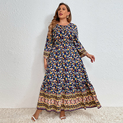 Vestido informal con estampado de flores diminutas para mujer, talla grande