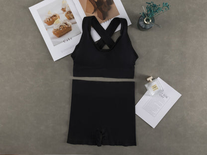Women Fashion Casual Solid Color Camisole Sports Shorts Set