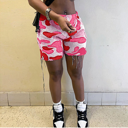 Women Fashion Summer Loose Camouflage Beach Casual Shorts