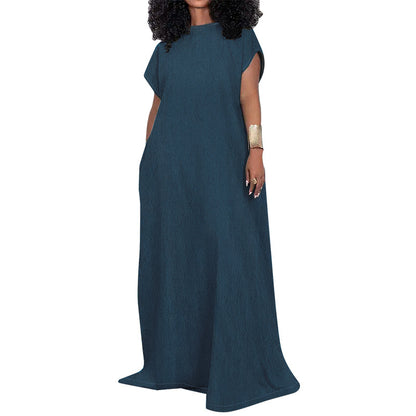 Women Fashion Casual Simple Plus Size Sleeveless Backless Denim Dress