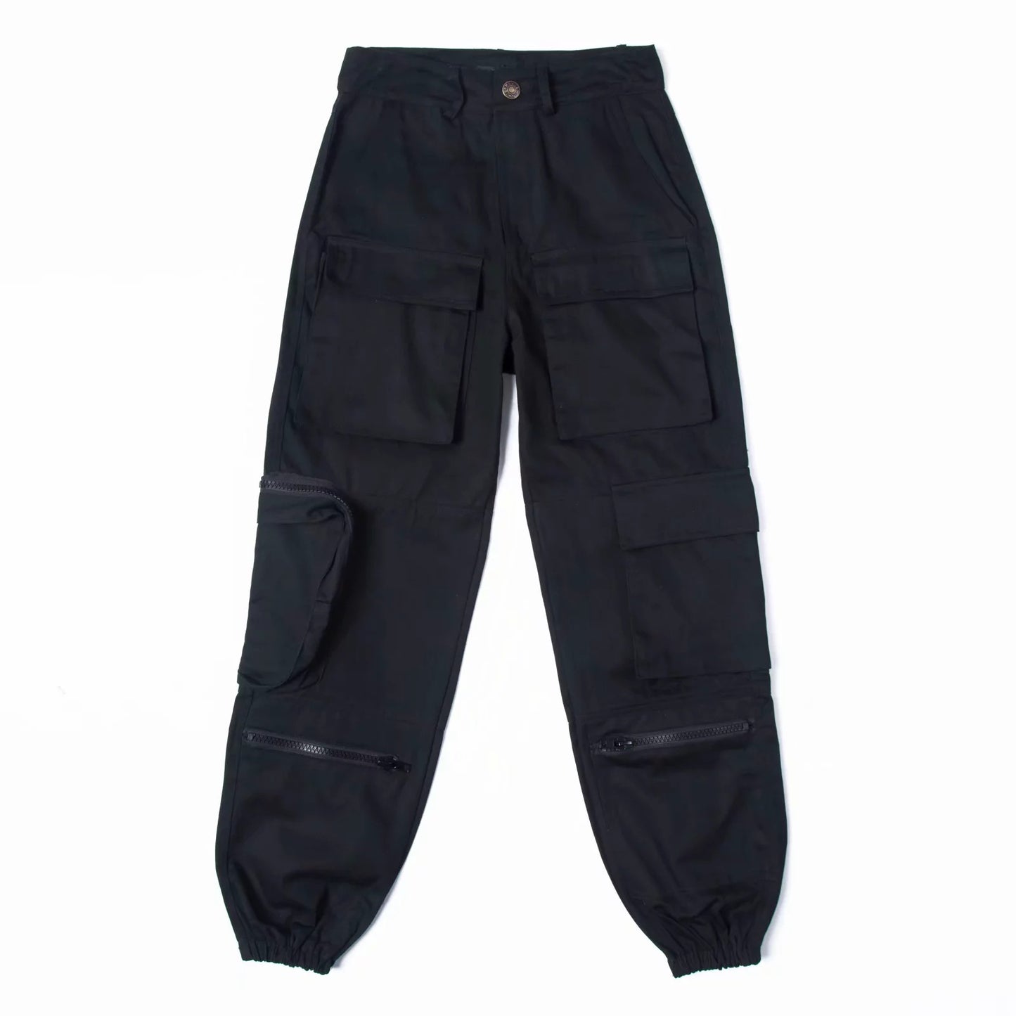 Fashion Women Multi-Pocket Loose Overalls High Waist Casual Solid Color Loose Jogger Pants