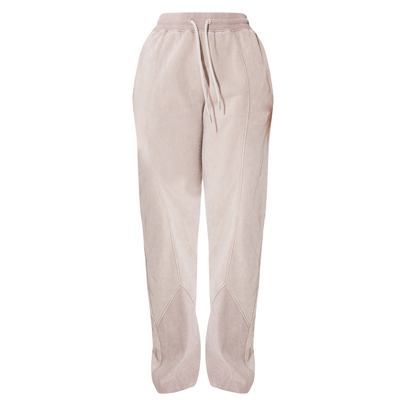Women Fashion Casual Solid Color Drawstring Pants