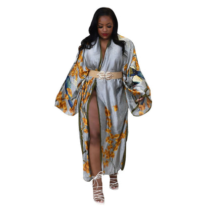 Cárdigan holgado con estampado gráfico informal de estilo bohemio para mujer