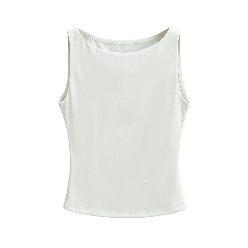 Women Casual Solid Color Sleeveless Slim-Fit Tank Top