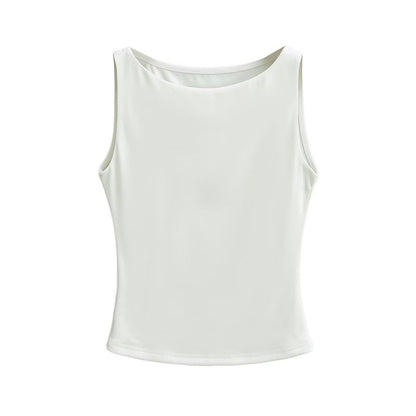 Women Casual Solid Color Sleeveless Slim-Fit Tank Top