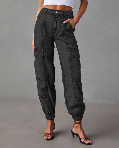 Pantalones vaqueros cargo holgados informales a la moda para mujer