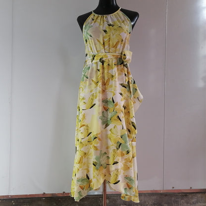 Vacationg Fashion Floral Print Women Casual Ruffled Halter Dress