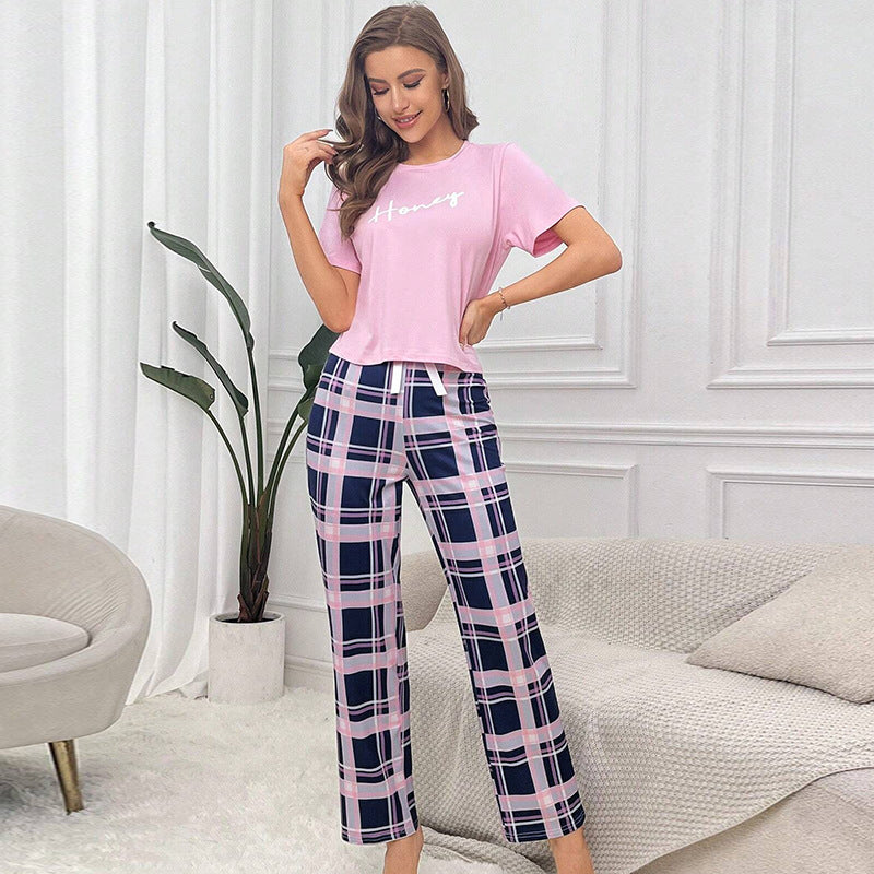 Pijama informal estampado de dos piezas para mujer