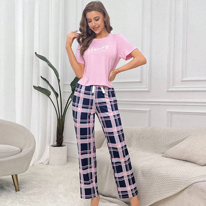 Pijama informal estampado de dos piezas para mujer